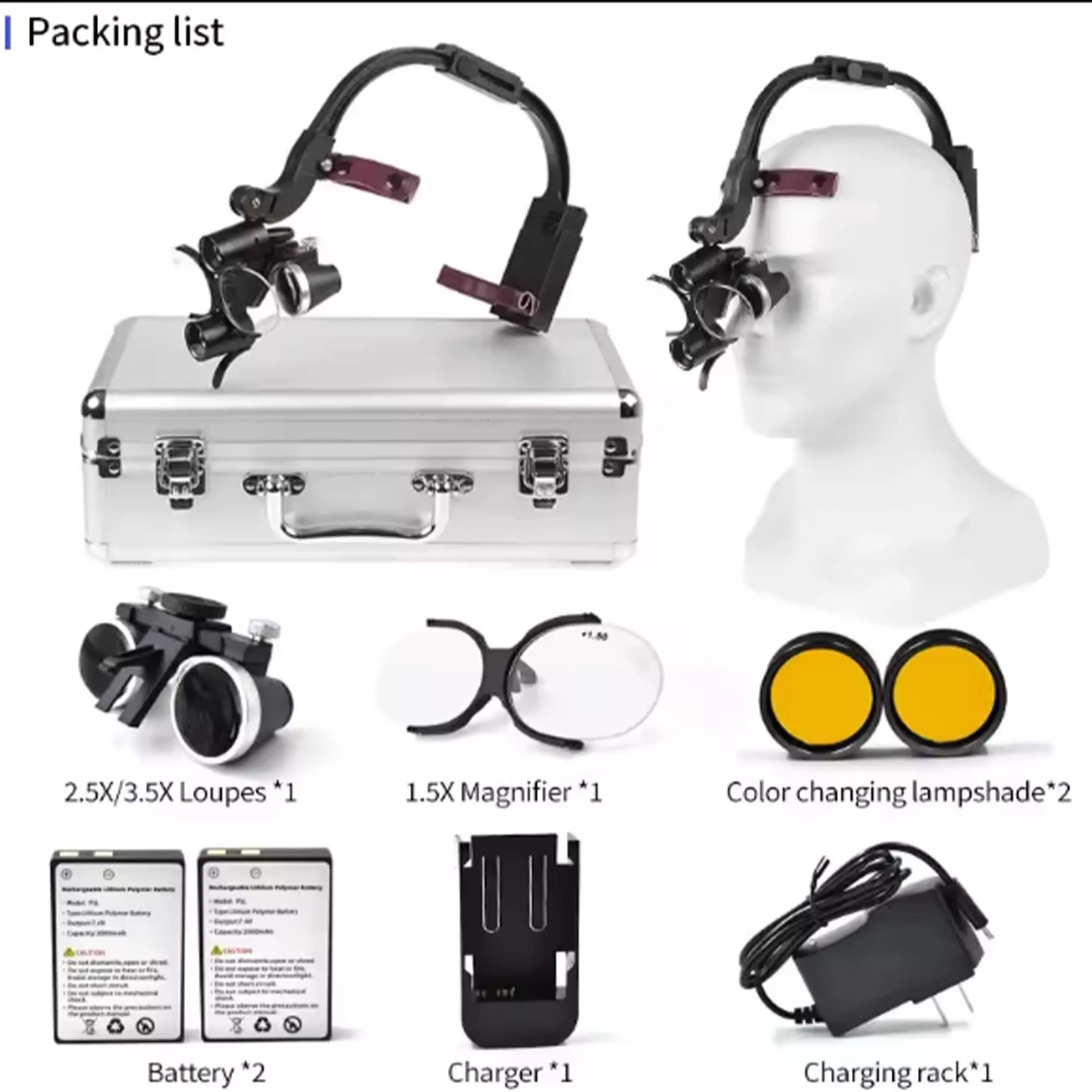 Meite Medical 2.5x 3.5x Magnification Binocular Dental Loupe Surgery Surgical Magnifier With Headlight Led Light Loupe Lamp