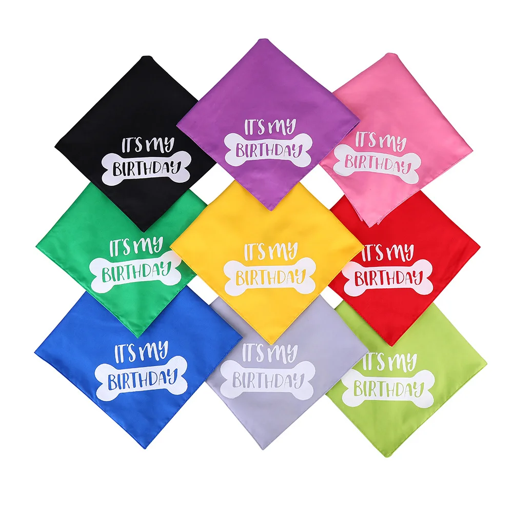 Custom Double Layers Dog Birthday Bandana Boy Girl Pet Dog Triangle Scarfs for Medium Dogs Themed Birthday Party Supplies
