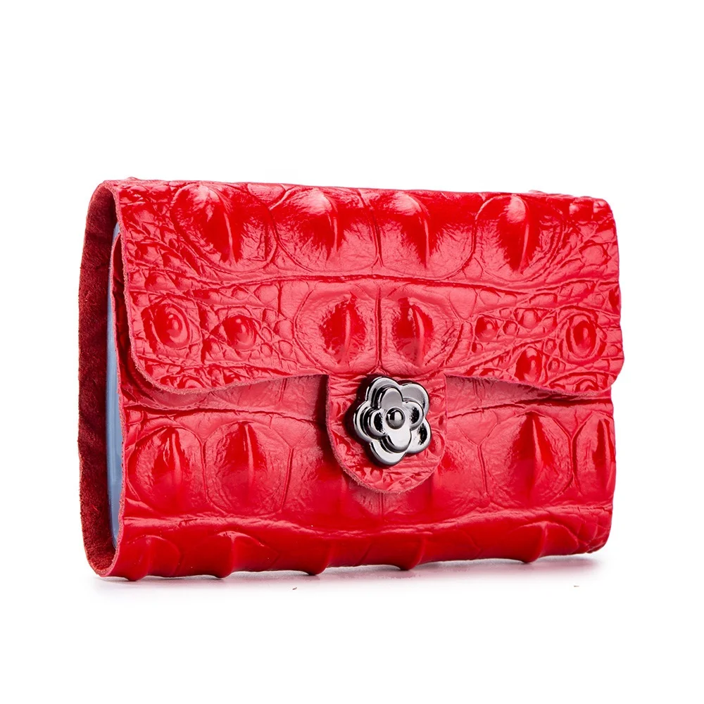 Держатель для кредитных карт многослойный Женский, стильный держатель для кредитных карт из воловьей кожи с узором крокодила в Корейском стиле