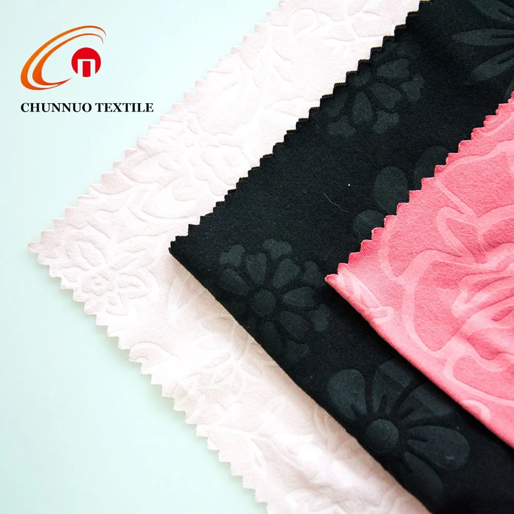 Weft Knit 95%Polyester 5% Spandex Dty fabric with 3D Emboss with Dty Brushed plain colour For legging fabric