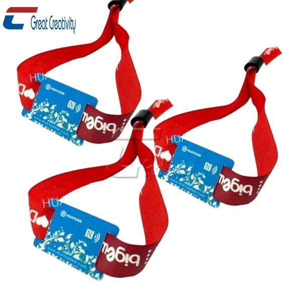 Adjustable woven band with rfid small card events activities smart wrist band