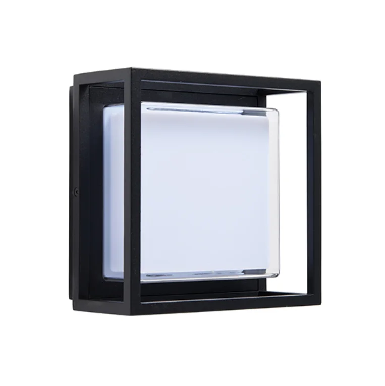 modern aluminum ip44 matte black pc shade square led outdoor wall lights exterior wall mounted
