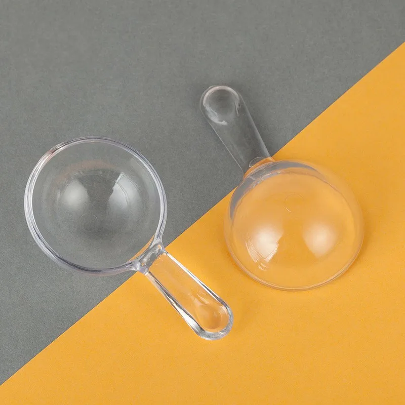 10g Clear Plastic measuring scoop Powder spoon short handle round bottom