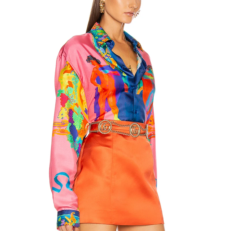 Low price chinese factory wholesale long sleeve print luxury shirt