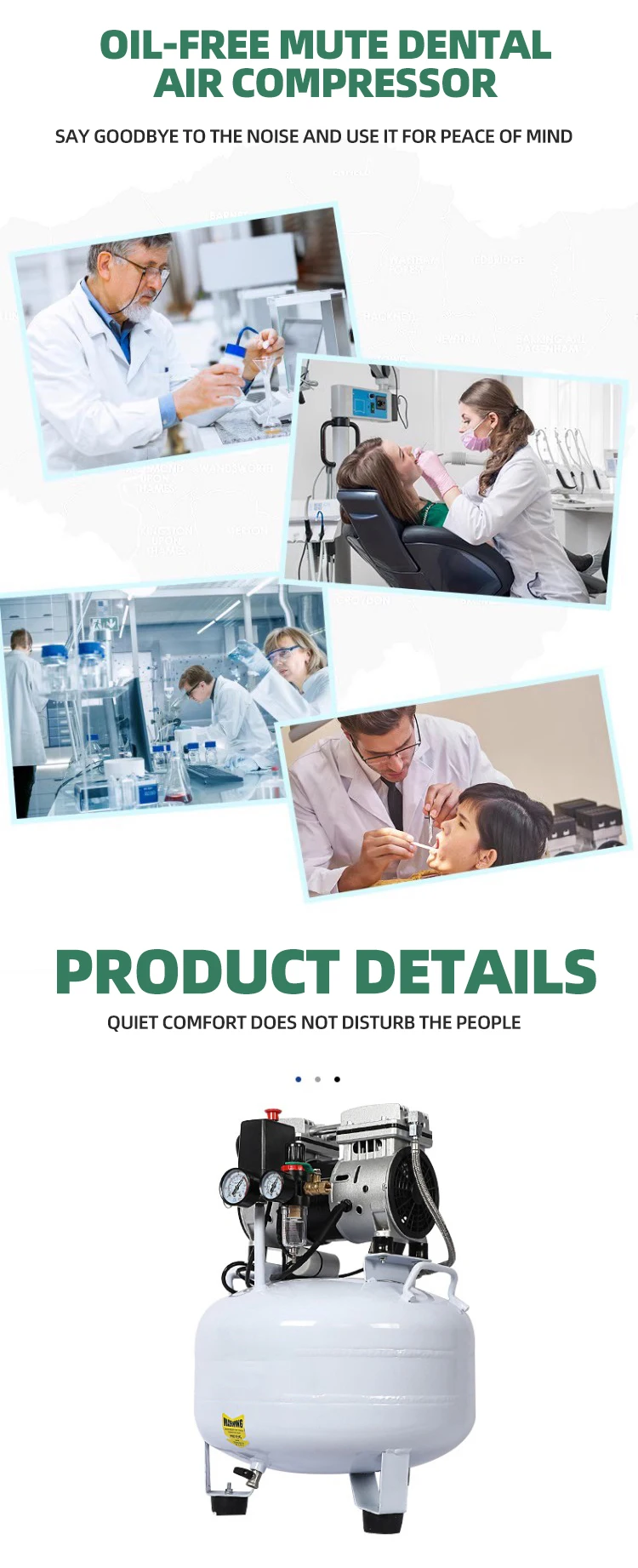 DH Hot Sale Dental Oil Free Silent Air Pump Pancake Medical Clinic Single Cylinder Small Air Compressor For Dental Chair Lab