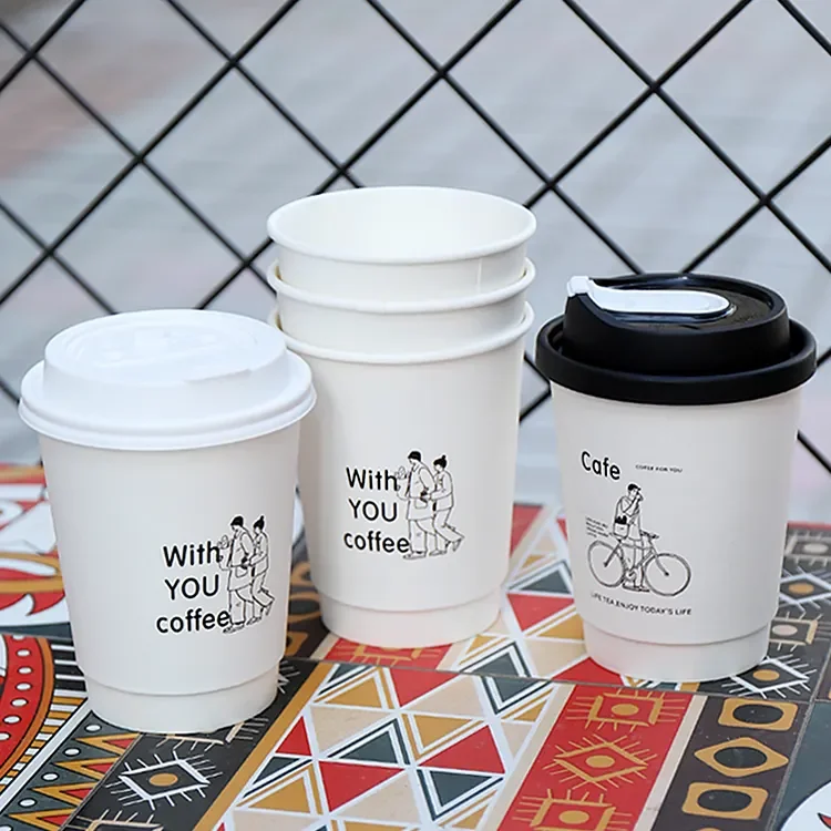 8oz paper coffee cups with logo double wall coffee paper cup disposable material