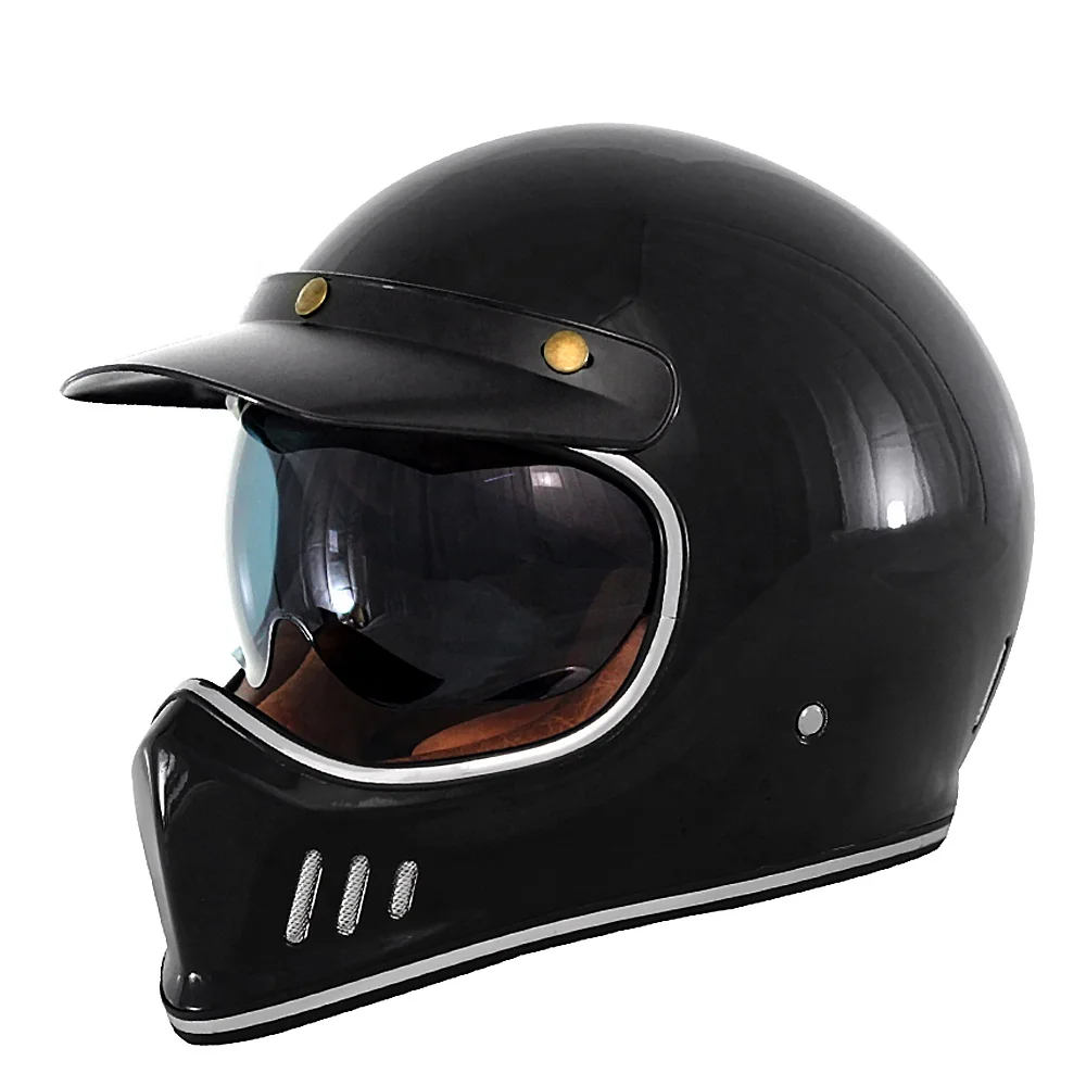 Retro 3C Full Face Helmet DOT Certification Motorcycle Helmet With Visors Windproof Goggles Retro Scooter Motorbike Helmet