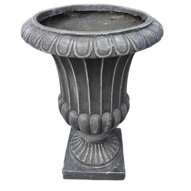 Outdoor Light Weight Fiberglass Concrete  Garden Urn Planters  Antique black patio