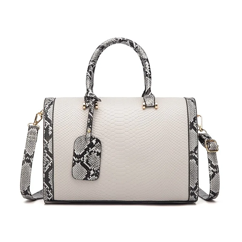 custom Boston Bag Women Pillow Handbag Ladies Serpentine Embossed PU Leather Design snake leather handbag