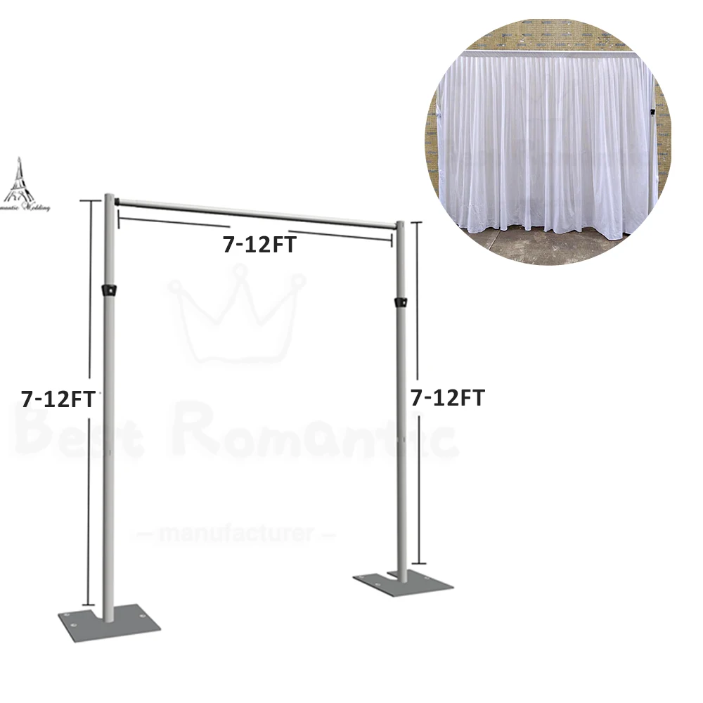 Portable Curved Aluminum Pipe Drape Kit with Base Plates Wedding Trade Show Display Backdrop Decor