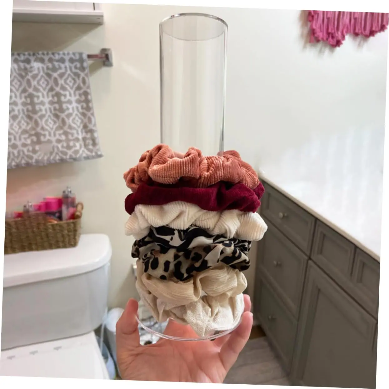 11 Inches Tabletop Clear Acrylic Hair Ties Organizer Scrunchie Holder