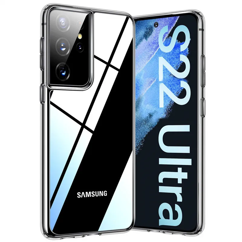 Для Samsung S22 анти-желтый материал прозрачная задняя крышка из ТПУ ПК Высокая пленка для мобильного сотового телефона Чехлы Ультра Pro