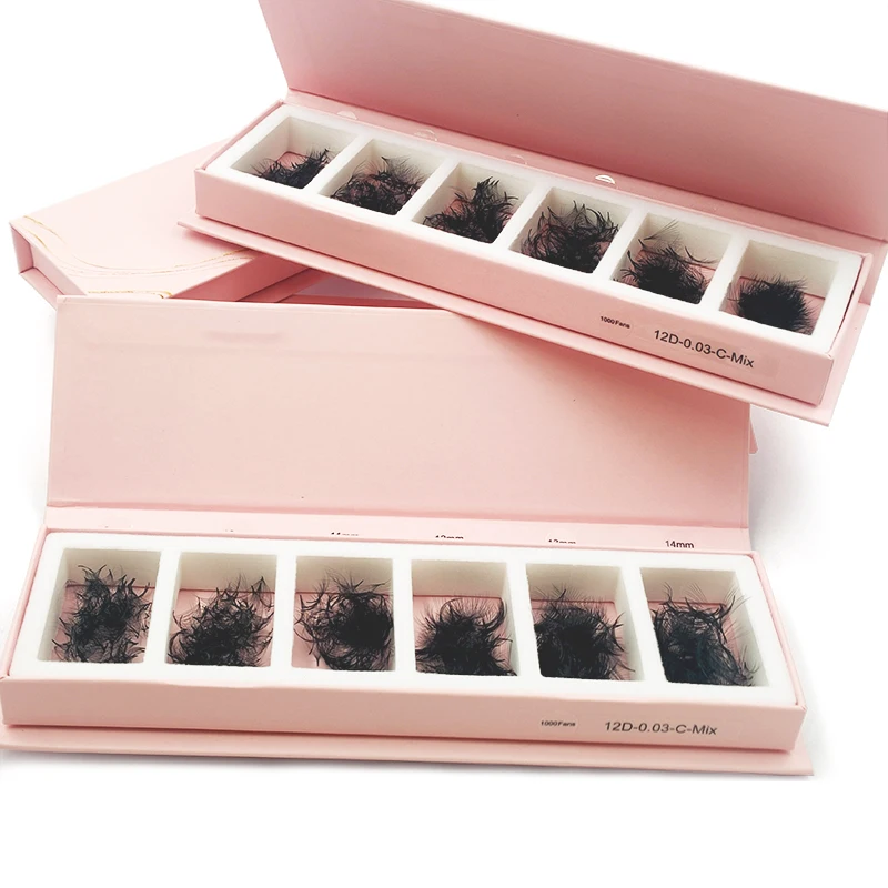 1000 Mix length Hand made private label 03 0.05 0.07mm C CC D DD loose wispy premade promade lash extension fans