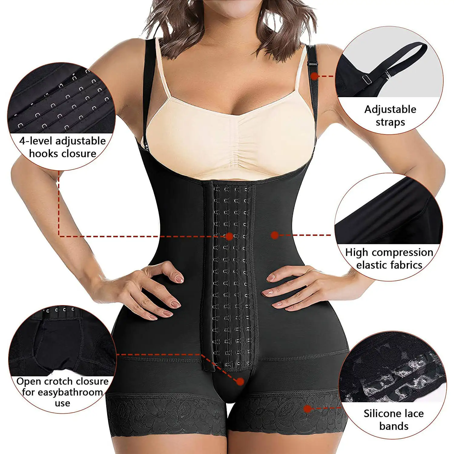Pengxing Women girdle 4 Hook girdles Post-Operatorias Colombian Lipo Compression Girdles Abdomen Hip Shaping Bodysuit