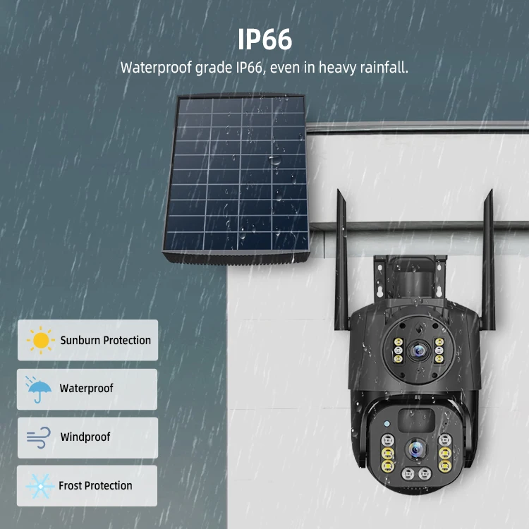 V380PRO 3MP HD wireless Dual lens Solar camera 4G Sim Card 18000mah long lasting home security camera