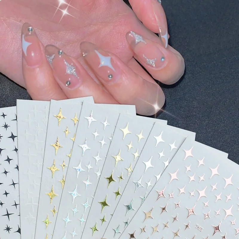 
MIYOCA 2021 DIY Nail Art Supplies Stickers Decorations Star Shape Rose Gold Nail Stickers Laser Gold Nail Sticker Wholesale 