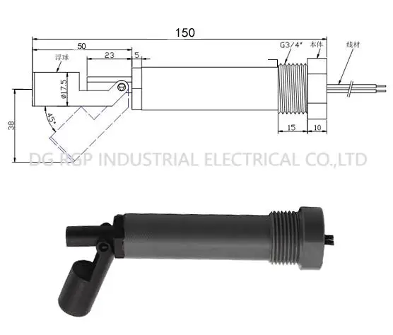 PP plastic water dispenser float switch  Side mounted liquid level sensor submersible water level sensor