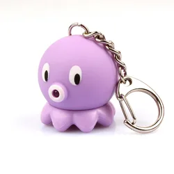 Personalized Custom Silicon Keychain Sound And Light Up Led Cute Octopus Keychain For Girl