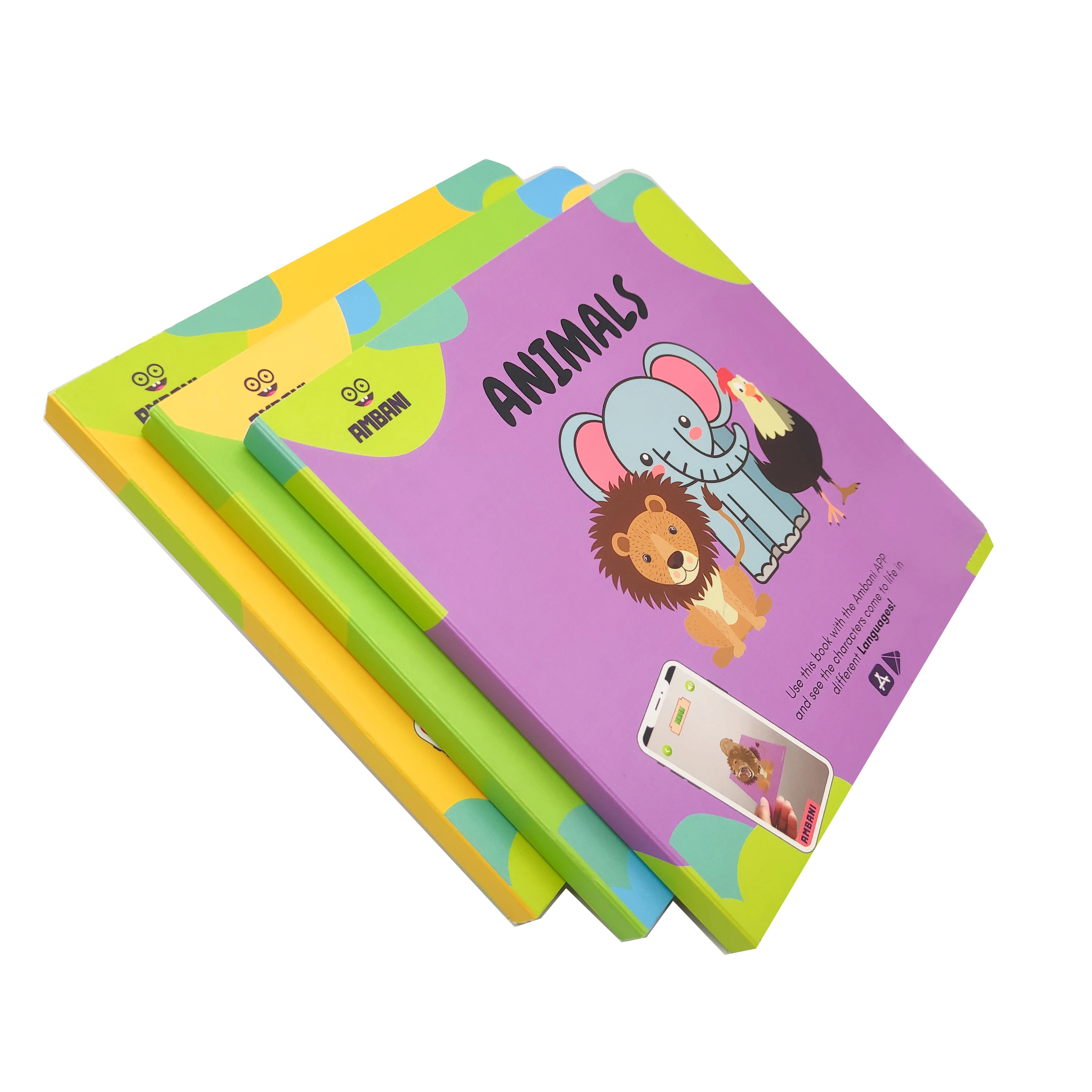 Custom Printing Hardcover Enlightenment Children Animal Toys Thick Board Book Offset Printing Film Lamination Hard Cover CN;GUA
