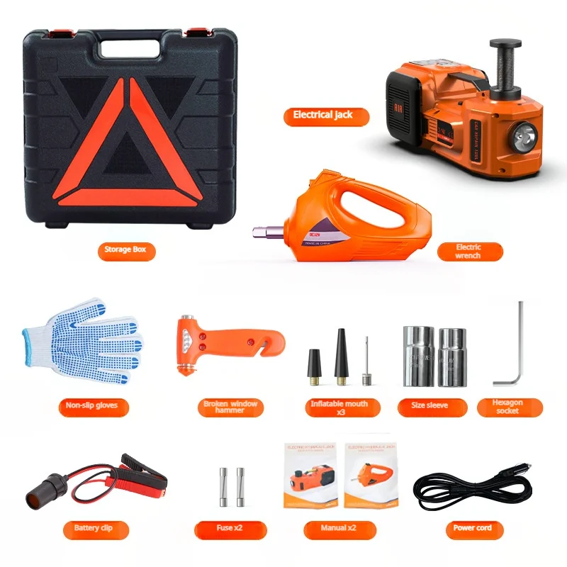 BGD Factory 3-in-1 Jack Tool 5 Ton Automatic Hydraulic Electric Impact Wrench Multifunctional Car Emergency Rescue Toolbox Set