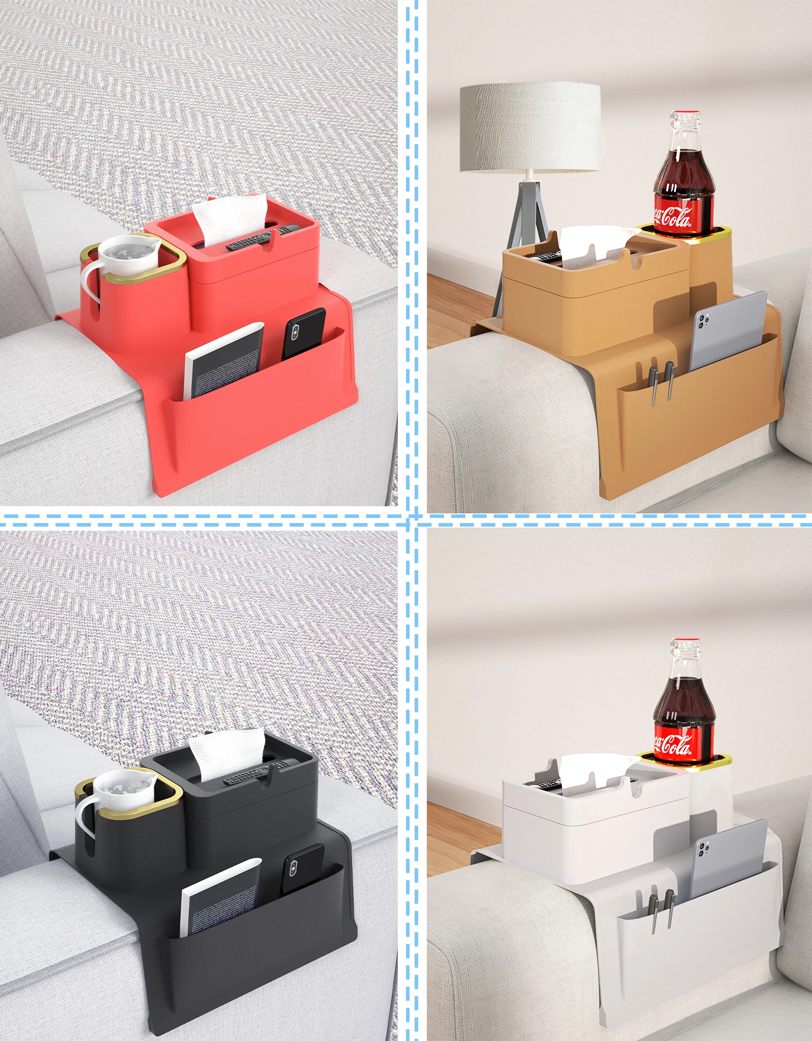 Silicone Sofa Armrest Tray Cup Holder Anti Slip Sofa Coaster Arm Chair Couch Recliner Cellphone Organizer Holder Popular