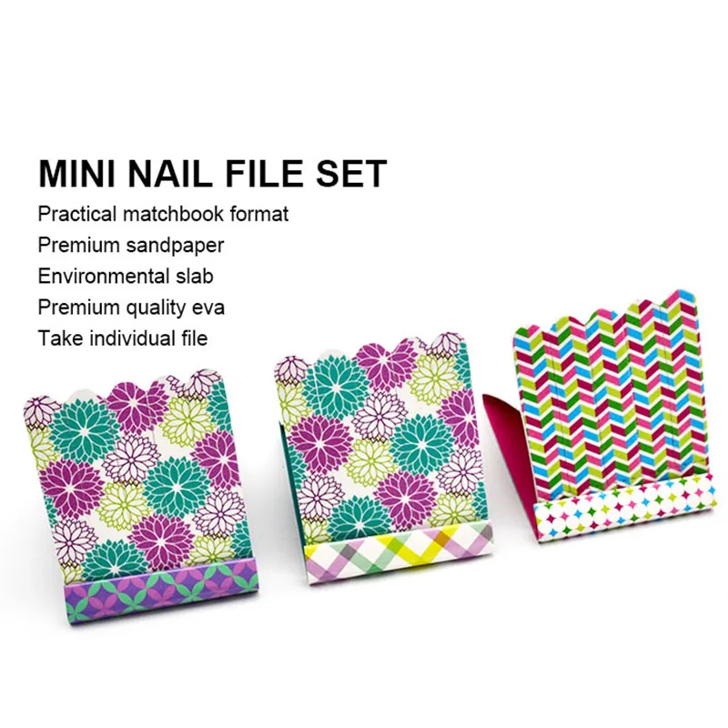 Wholesale customized hat box printed Sponge mini nail file tool double side emery board matchbook nails filer