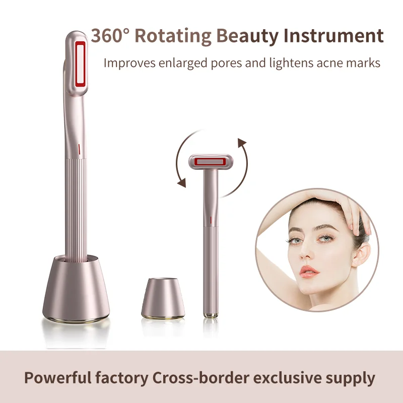 360 Degree Rotation Advanced 4-in-1 Led Light Therapy Face Ems Facial Eye Beauty Massager Red Light Skincare Wand