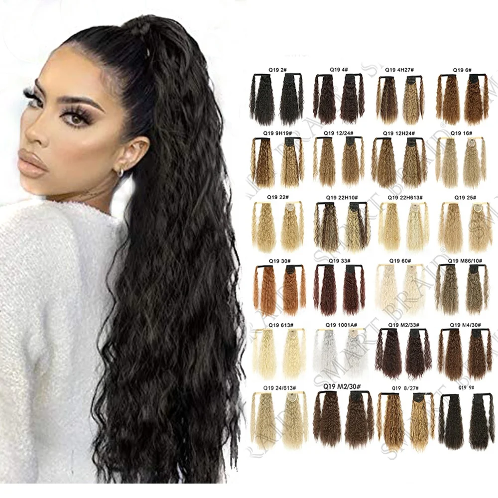 Long Straight Ponytail Hair Headwear Natural Hair Pigtail Clip-on Hair Ponytail Extensions Heat Resistant Synthetic Pony