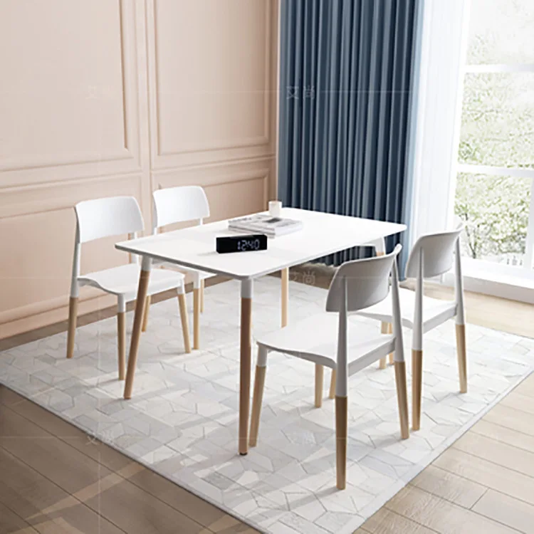 Simple Nordic style mdf top table plastic chairs  furniture dining tables kitchen