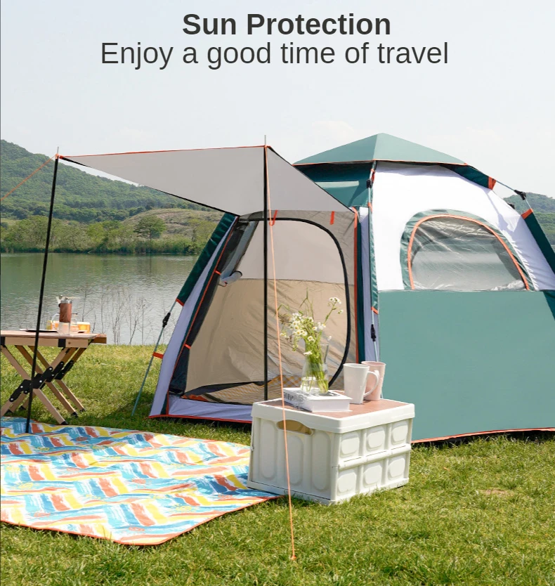 2022 New DesignPortable Lightweight Large Tente-Camping Picnic 3-4 People Tent Waterproof Automatic Family Tents Camping Outdoor