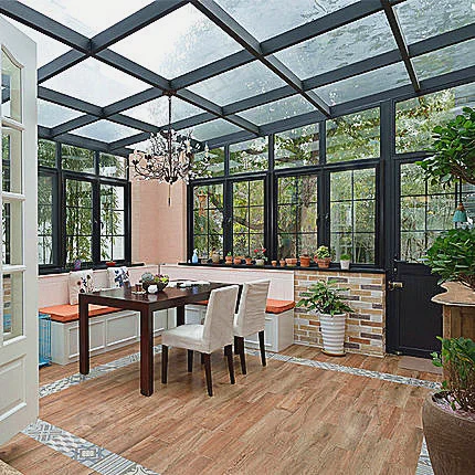 Professional Aluminum Sunroom Flat Roof Winter Greenhouse Laminated Glass Aluminium Sunrooms