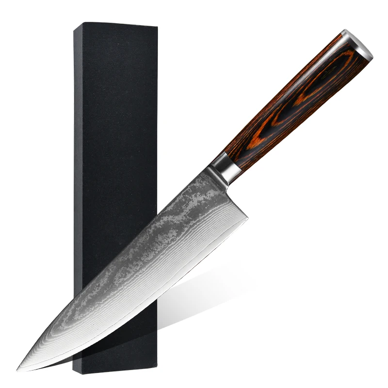 RUITAI 8 inch damascus steel chef knife pakkawood handle best kitchen knife chef