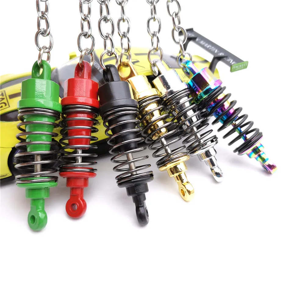 Modified spring shock absorber vibration simulation alloy metal key chain hanging gifts