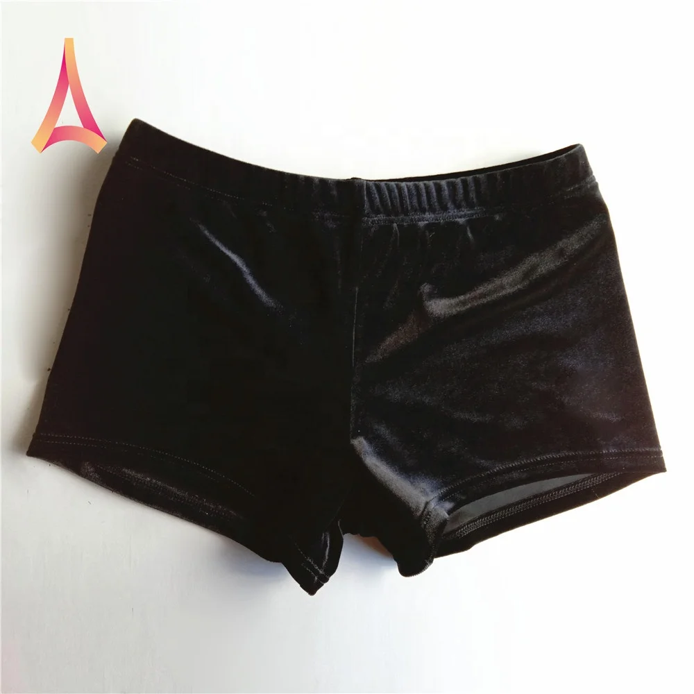 Black Velvet Black velour Girls Gymnastics Shorts