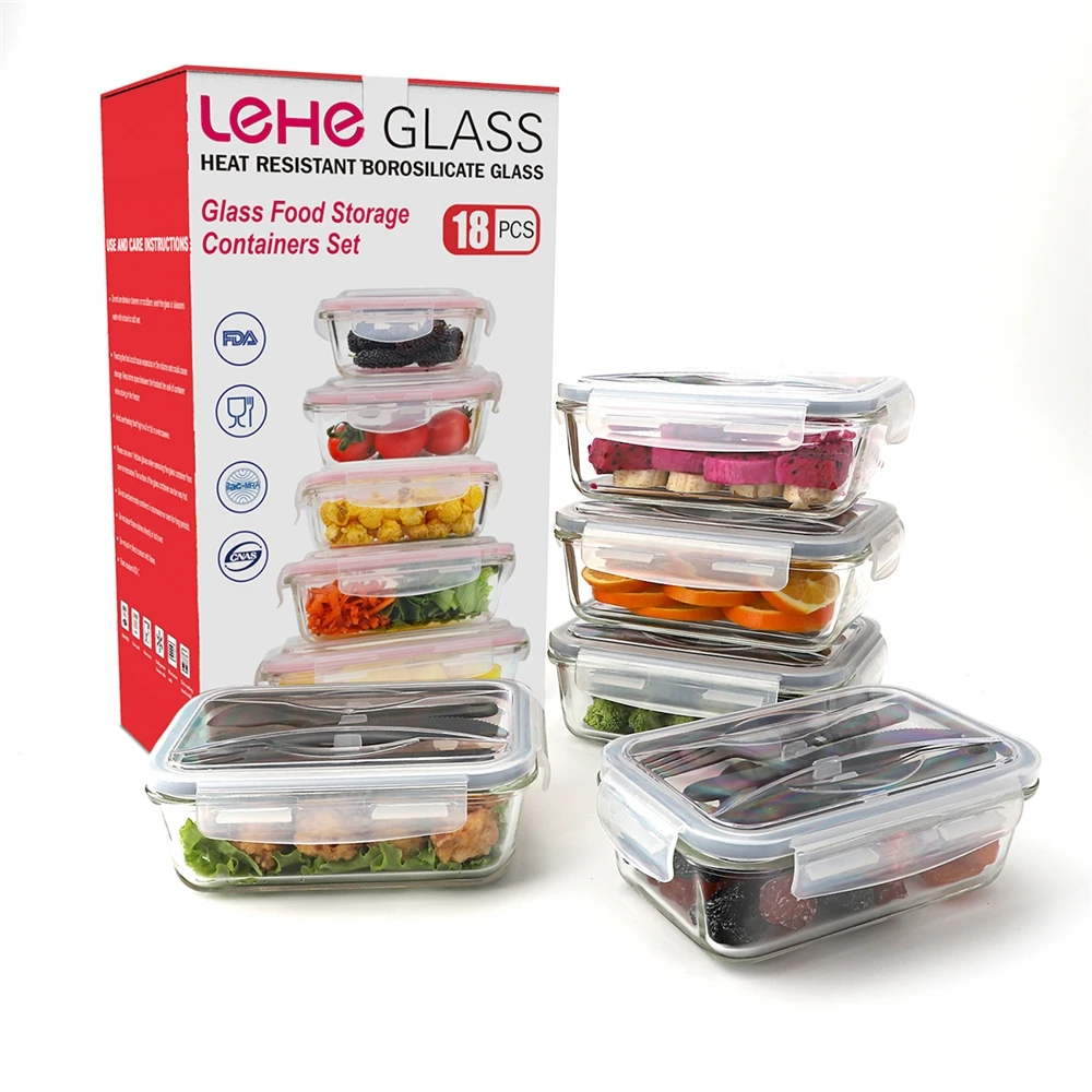 lunch box  bento  meal prep containers glass food container