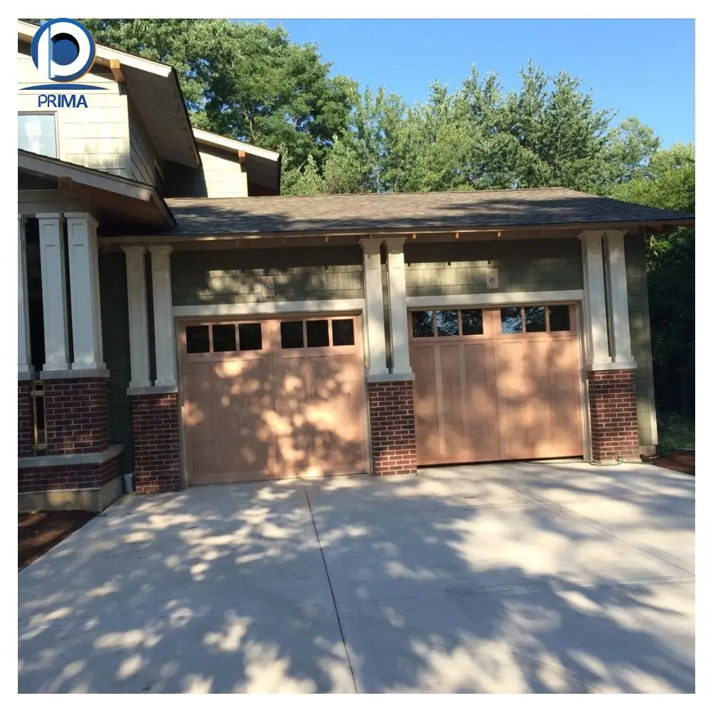 Prima Orient Antique Style 16X8 Flap Sliding Garage Door High Quality Wooden American Garage Doors Solid Wood