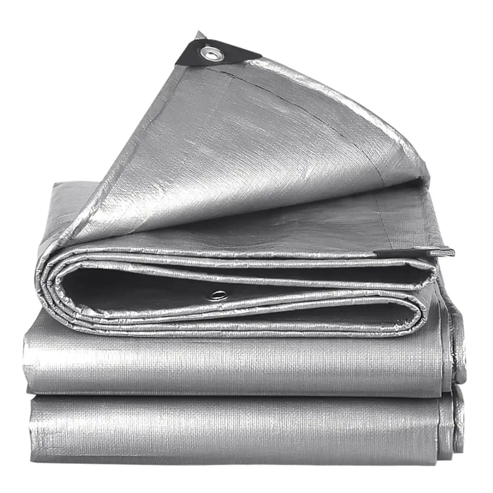 0.32mm Thick 160gsm PE Tarpaulin Silver Color 100% Waterproof UV-Treated poly tarps