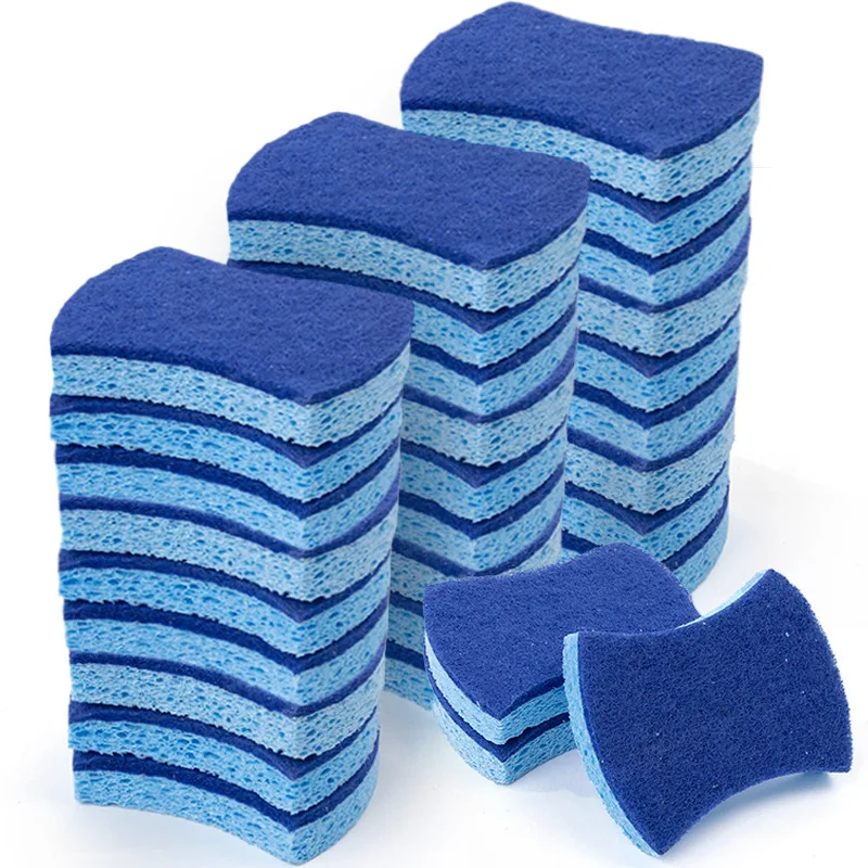 Kitchen Blue Easy Clean Wood Pulp Cellulose Sponges Clean Magic Sponge Pad Dish Washing Cleaning Sponge