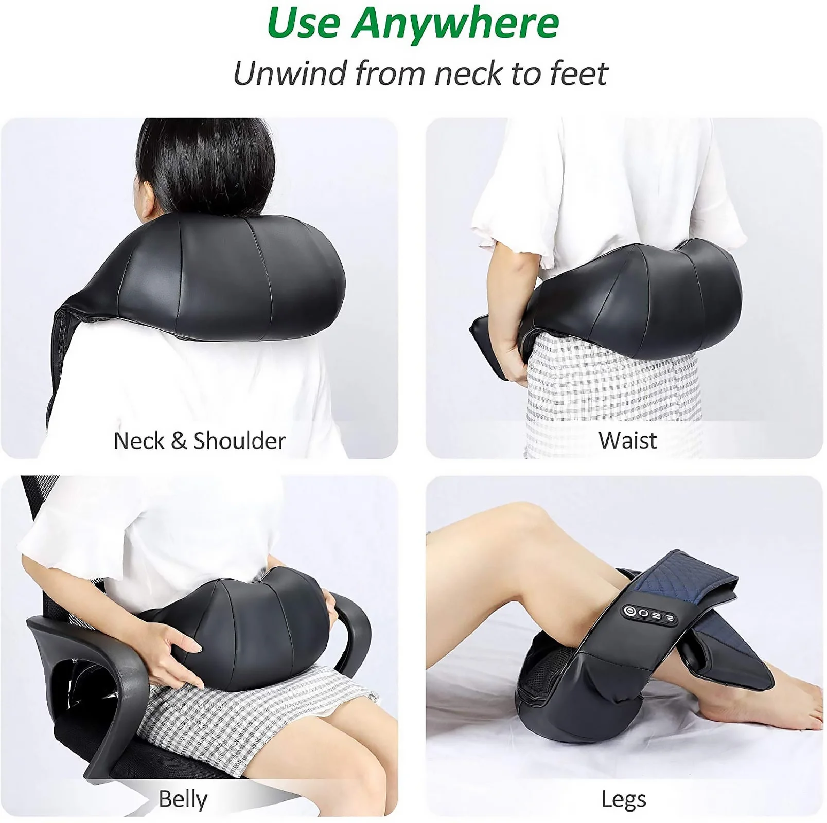 Factory Wholesale Muscle Relax Massage Neck Belt Home Car Use Therapy Shiatsu Kneading Body Neck Shoulder Massager with Heat
