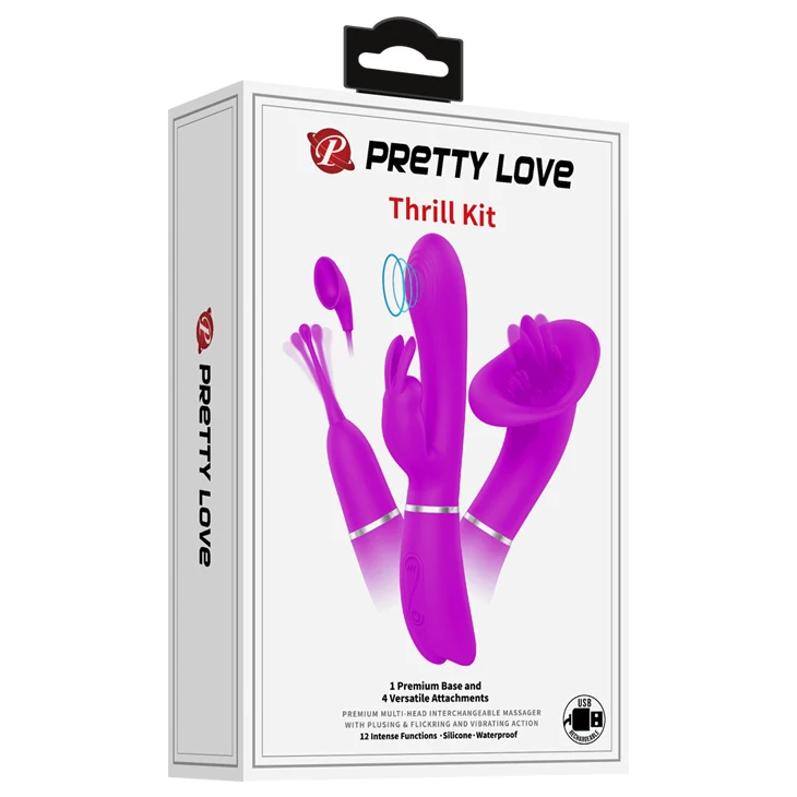 Pretty love Multifunctional Sex products Set can be replaced with three heads rechargeable women Masturbation vibrator