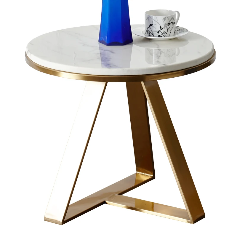 Disen Furniture Home Decoration Sofa Corner Small Round Table Living Room Marble Top Side Coffee Table