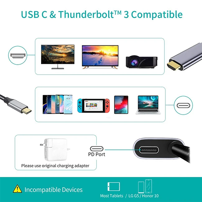 Кабель-переходник 2 в 1 с usb c на hdmi для