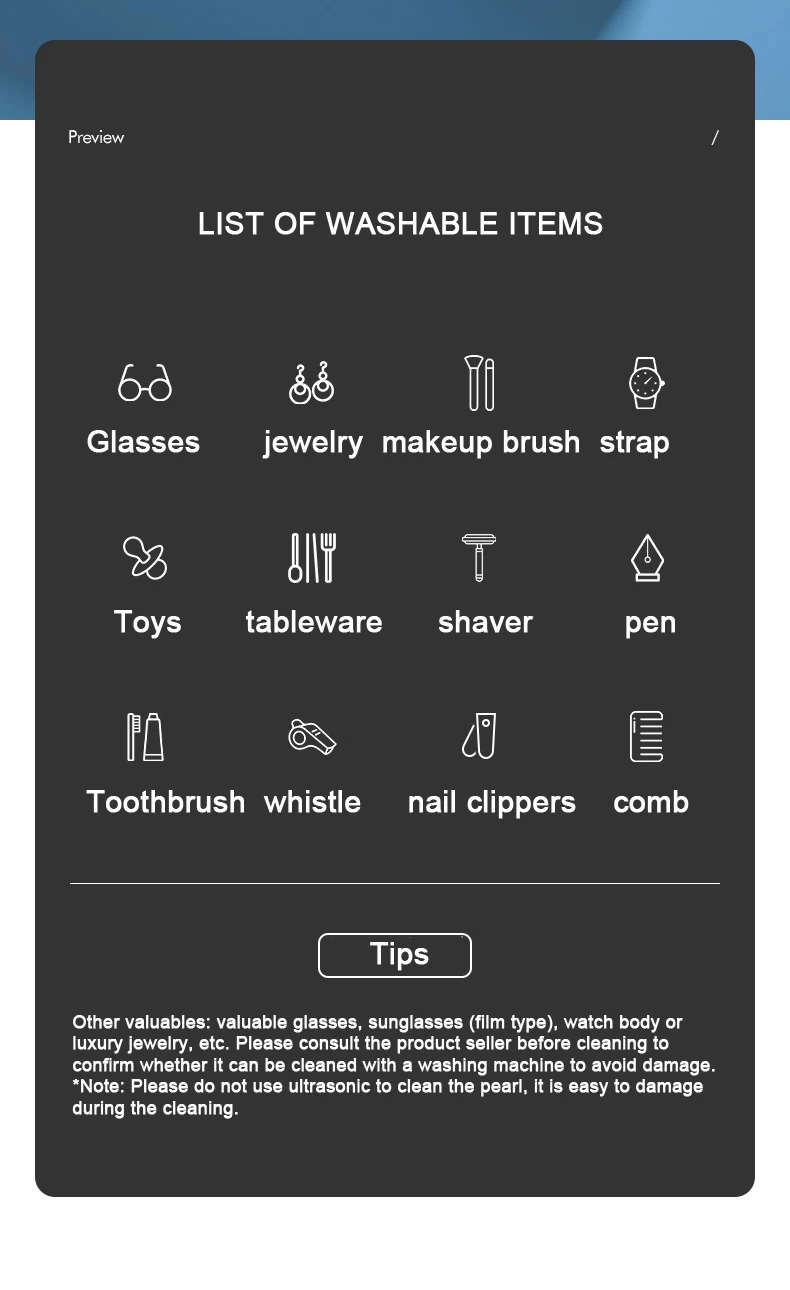 Home Use High Frequency Ultrasonic Cleaner Timer Jewelry Watch