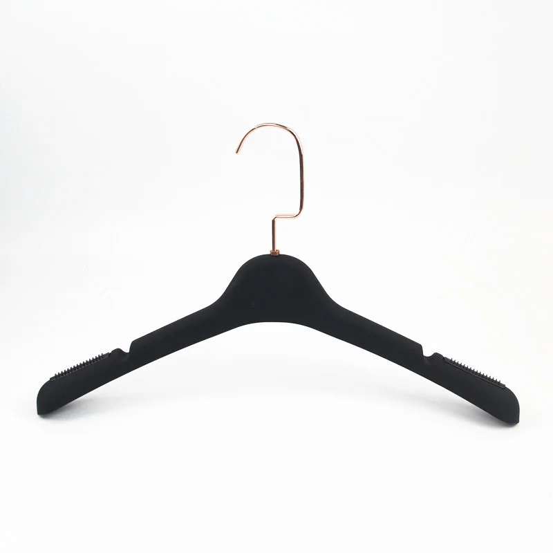 rubber coated plastic top hanger pant hanger with rose gold hook