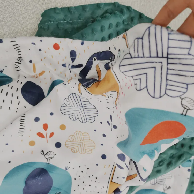Animal Design Super Soft Cozy Dotted Backing Swaddle Breathable Minky Throw  blankets for kids