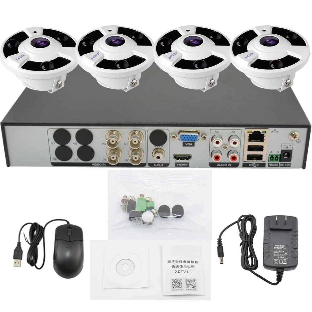 4CH 4k камера для домашней безопасности системы 4x проводной 8MP Fisheyes 360 градусов AHD камеры 4 канальный цифровой видеогеристратор обособленный Система контроля доступа поддержка 8