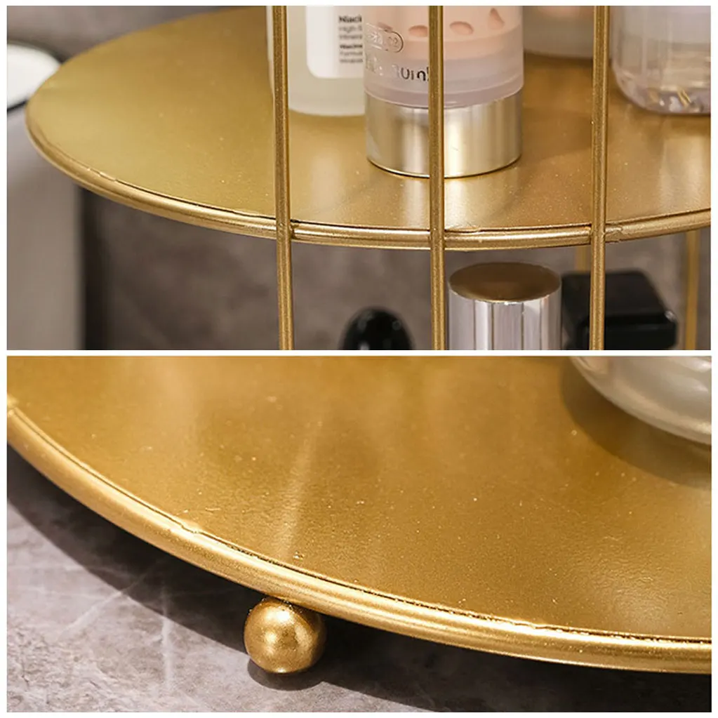 Golden Bird Cage Iron Art Nordic Lipstick Perfume Skin Care Metal Product Finishing Table Cosmetic Storage Rack