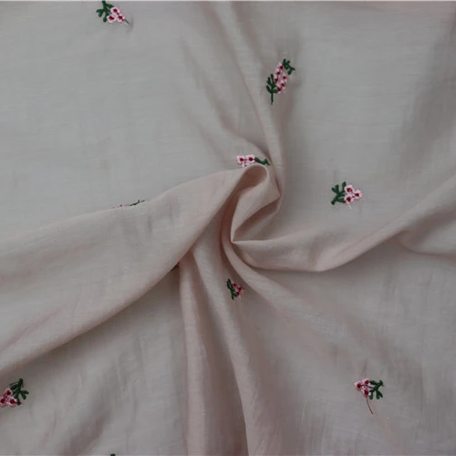 Excellent Quality Pink Flower Embroidery Textile Fabrics Attractive Textile Fabrics