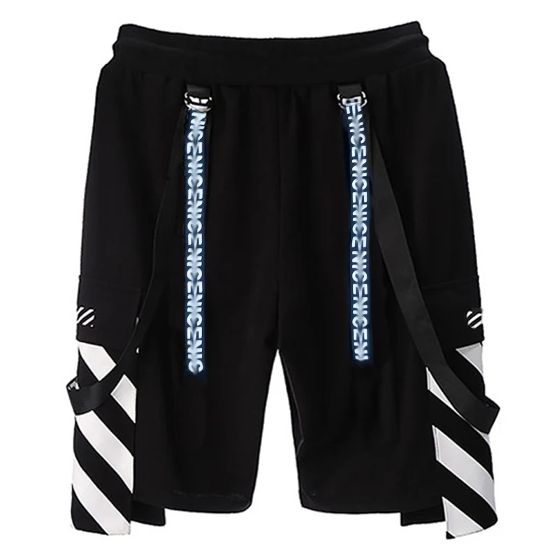 Fashion Printed Large Pockets Work Shorts Korean Hip Hop Style Letters Flutter Band Plus Size Jogger Shorts