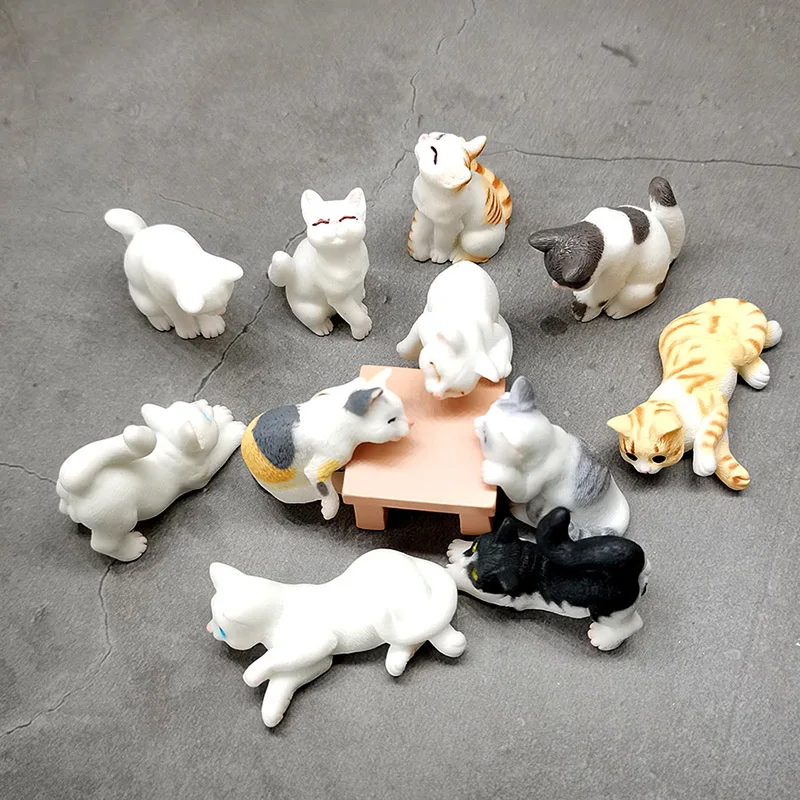 Miniature Cat Resin Craft Mini Animal Home Statue Kawaii Ornament Moss Decorative Terrarium Figurines Lawn Potted Decor